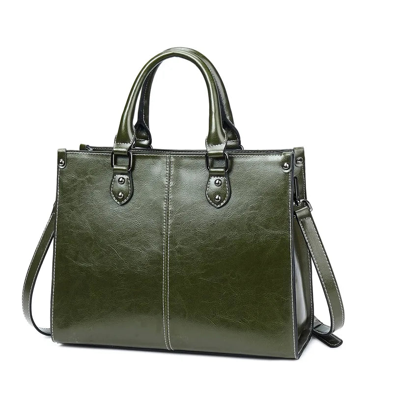 Stylish Genuine Leather Tote Bag for Women – Versatile Crossbody & Shoulder Handbag