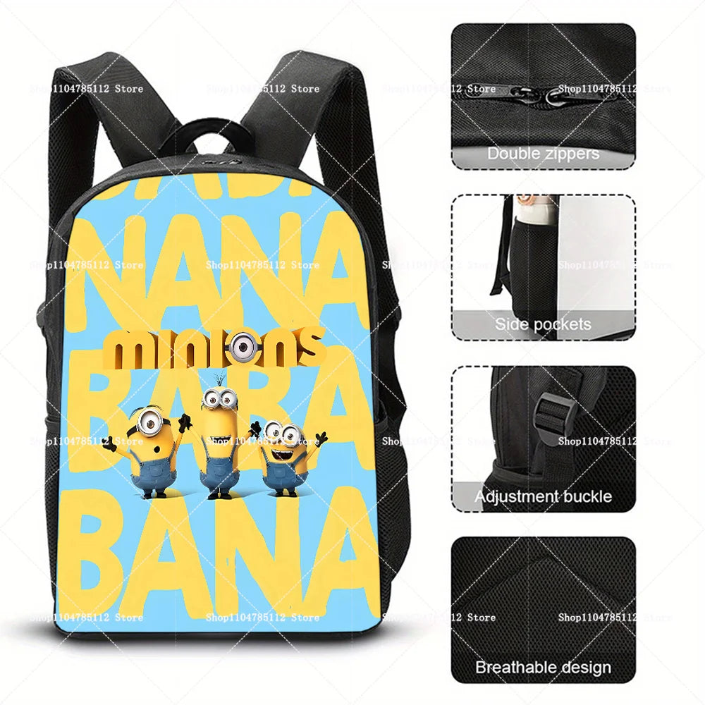 2026 Waterproof Minions Backpack - Stylish Anime Schoolbag with Large Capacity for Students - Perfect Gift for Ages 14+