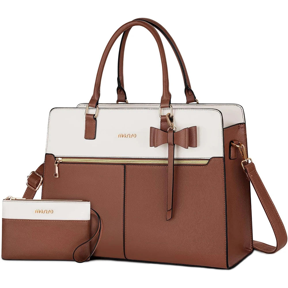 Stylish and Versatile Waterproof PU Leather Laptop Bag for 15-16 Inch MacBook, HP, and Dell - Perfect Tote Handbag for Women
