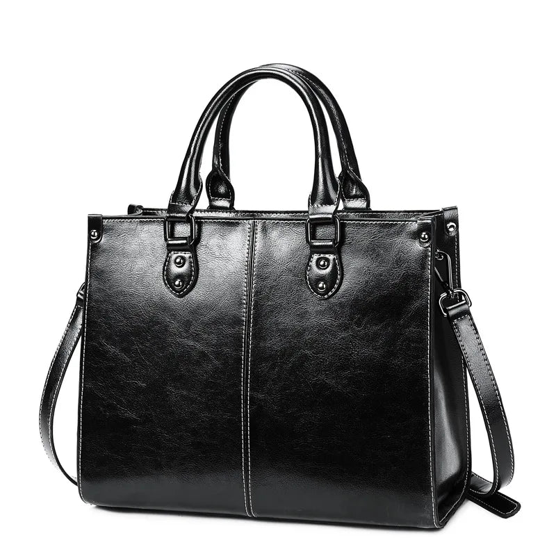 Stylish Genuine Leather Tote Bag for Women – Versatile Crossbody & Shoulder Handbag