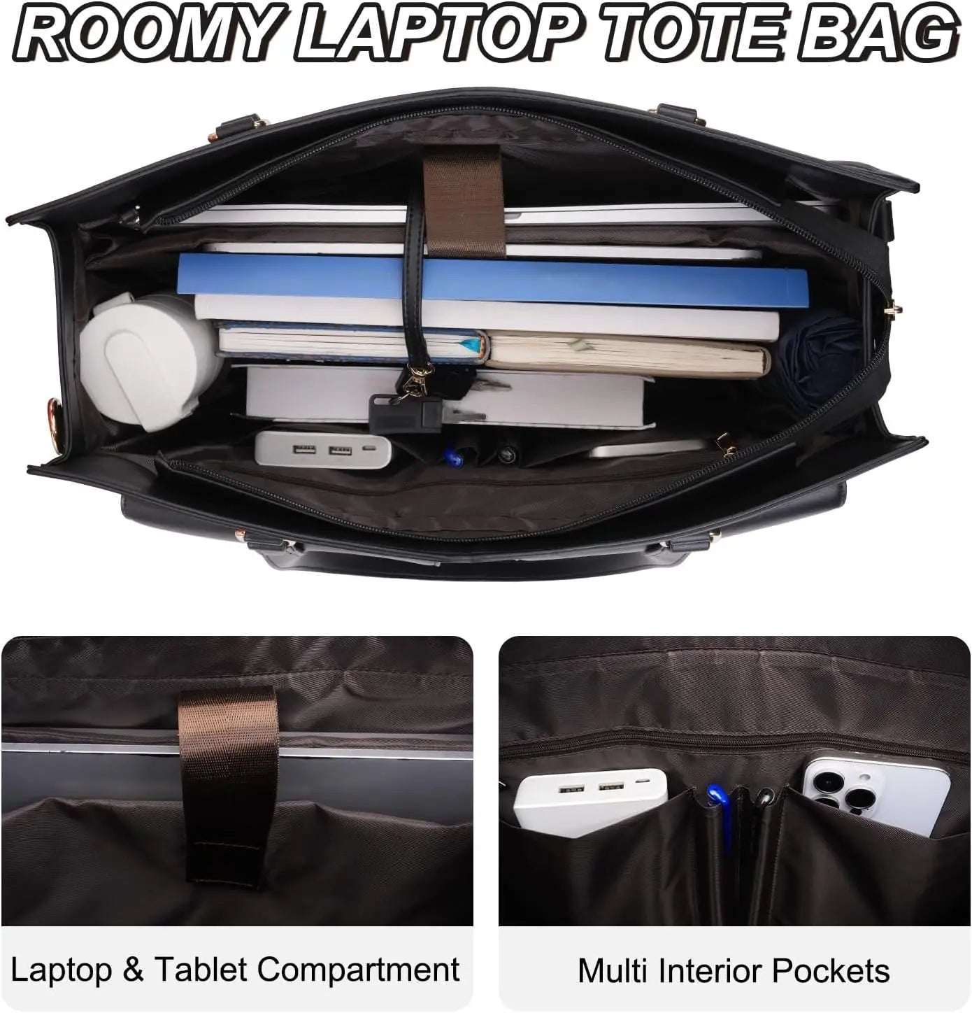 Torekov - Elegant PU Leather Laptop Tote & Shoulder Bag for Women (15.6") – Stylish & Spacious Design