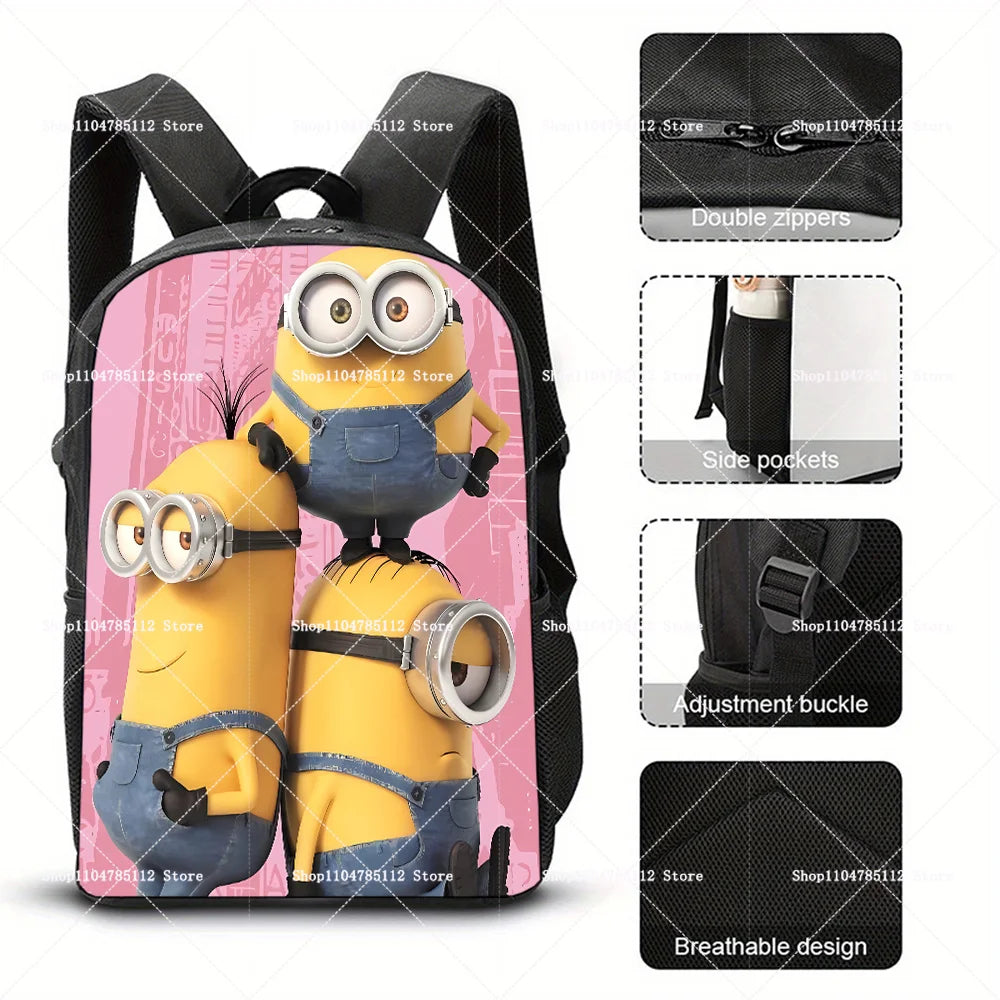 2026 Waterproof Minions Backpack - Stylish Anime Schoolbag with Large Capacity for Students - Perfect Gift for Ages 14+