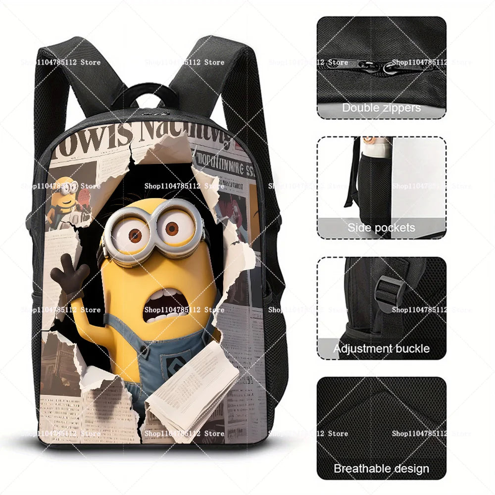 2026 Waterproof Minions Backpack - Stylish Anime Schoolbag with Large Capacity for Students - Perfect Gift for Ages 14+