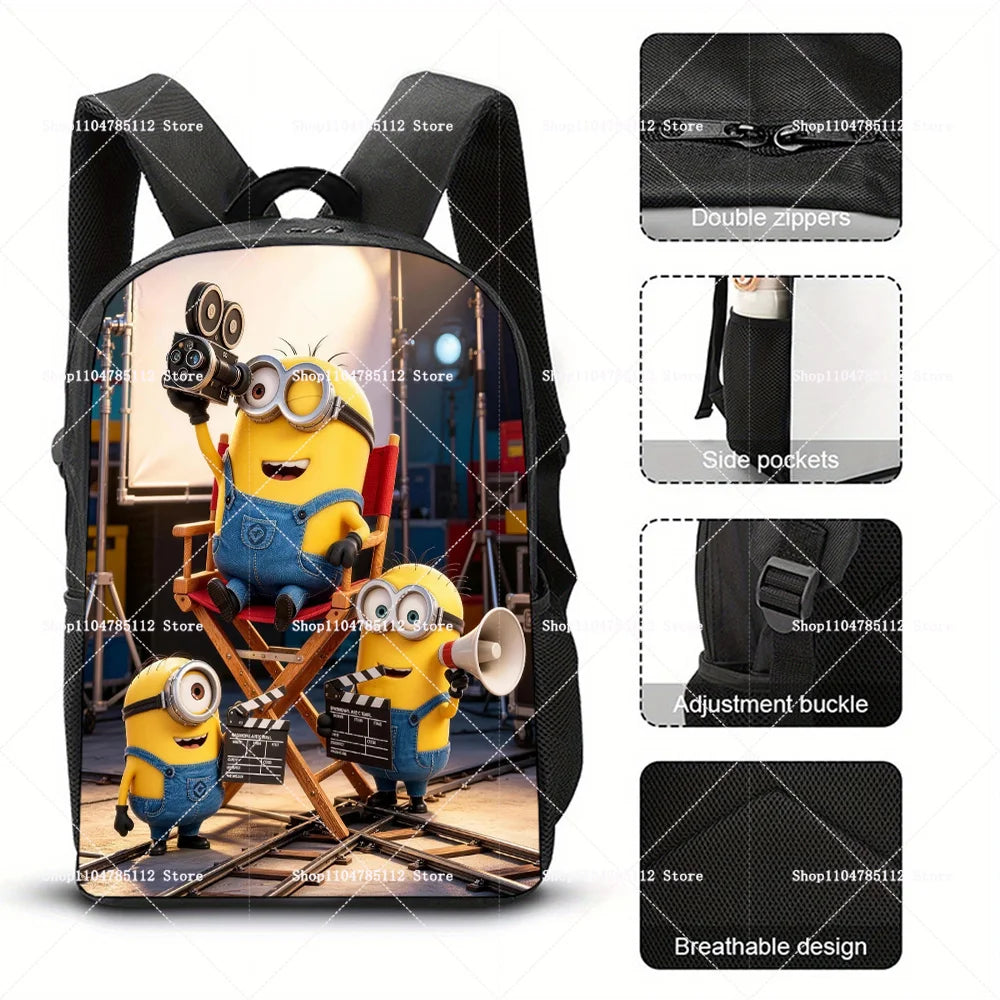 2026 Waterproof Minions Backpack - Stylish Anime Schoolbag with Large Capacity for Students - Perfect Gift for Ages 14+