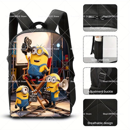 2026 Waterproof Minions Backpack - Stylish Anime Schoolbag with Large Capacity for Students - Perfect Gift for Ages 14+