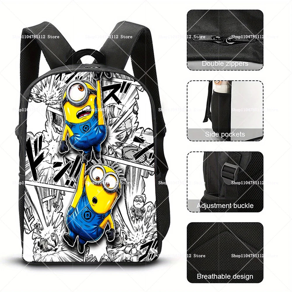 2026 Waterproof Minions Backpack - Stylish Anime Schoolbag with Large Capacity for Students - Perfect Gift for Ages 14+