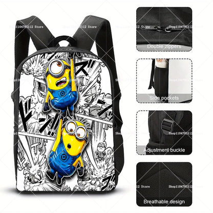2026 Waterproof Minions Backpack - Stylish Anime Schoolbag with Large Capacity for Students - Perfect Gift for Ages 14+