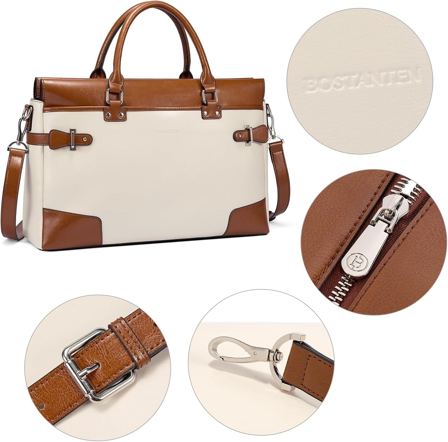 Elegant Leather Laptop Bag for Women - Stockholm 15.6" Stylish Portfolio & Work Tote
