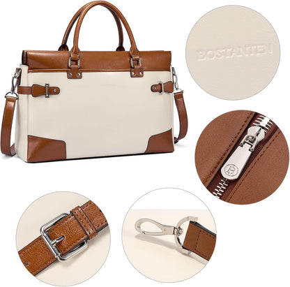 Elegant Leather Laptop Bag for Women - Stockholm 15.6" Stylish Portfolio & Work Tote