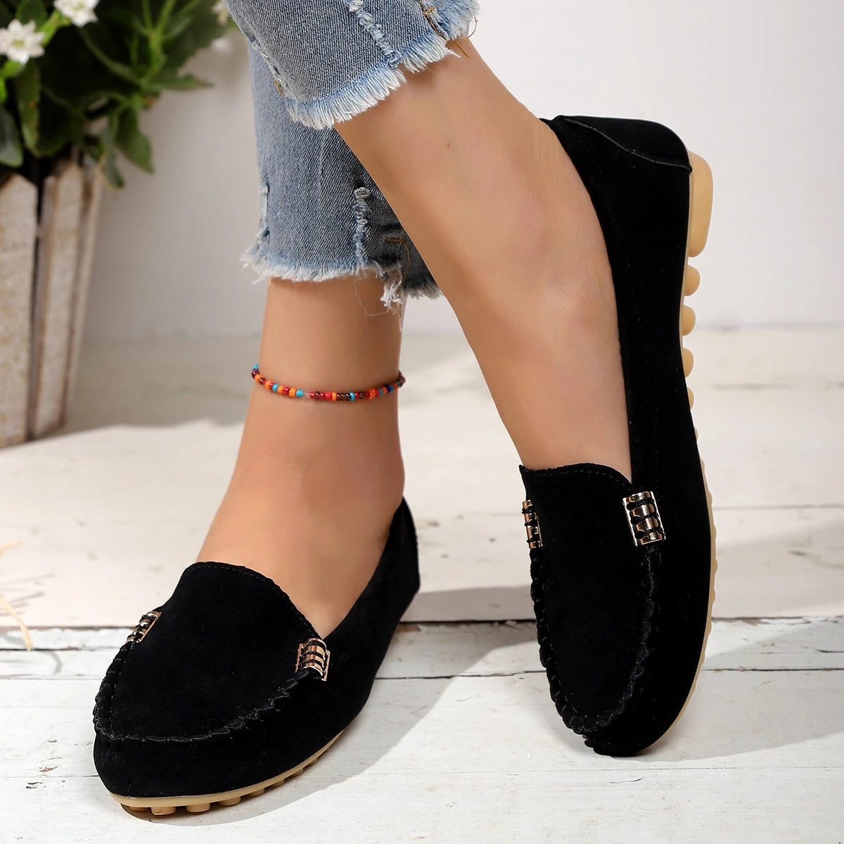 Stylish Women's Slip-On Loafers – Comfortable and Durable with Rubber Outsole