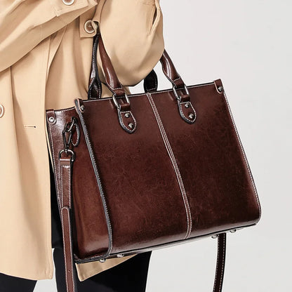 Stylish Genuine Leather Tote Bag for Women – Versatile Crossbody & Shoulder Handbag