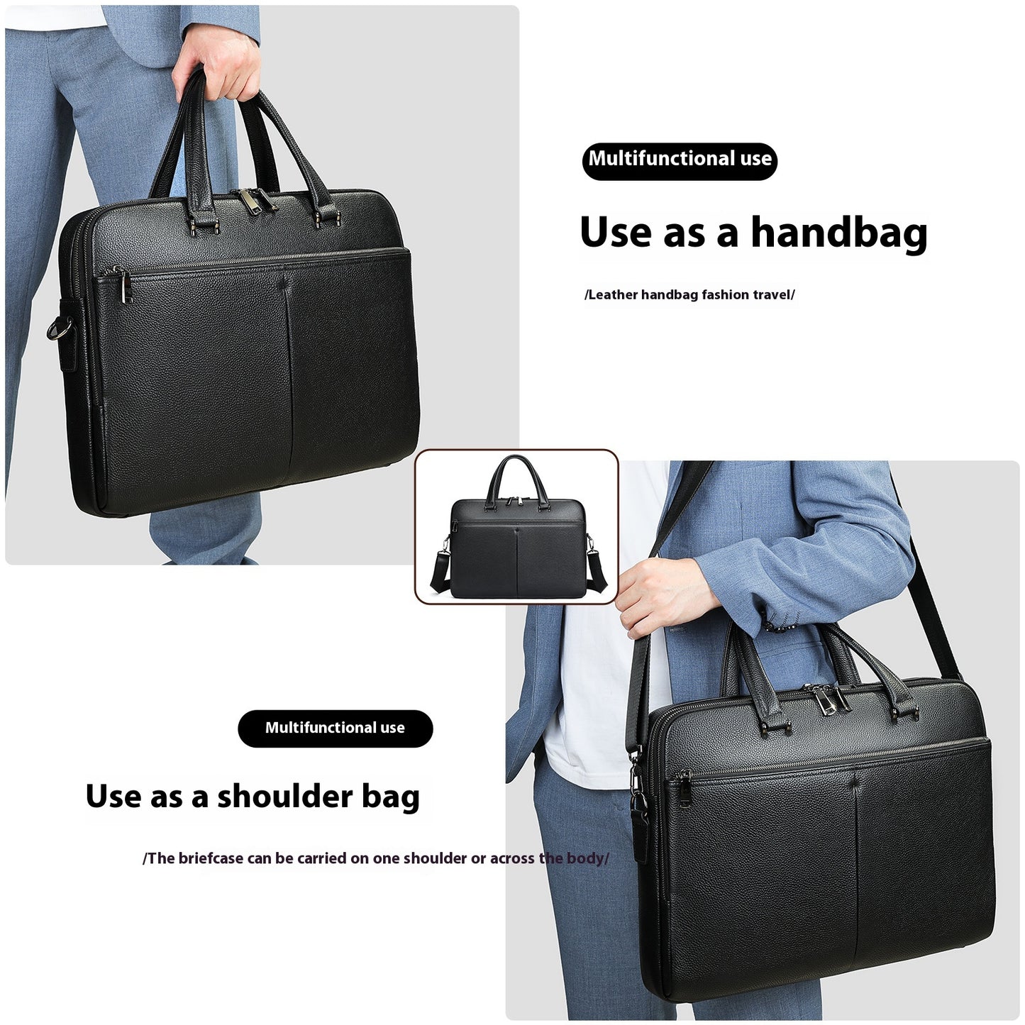 Visby - Elegant 17" Genuine Leather Laptop Briefcase for Men - Perfect for Business Travel