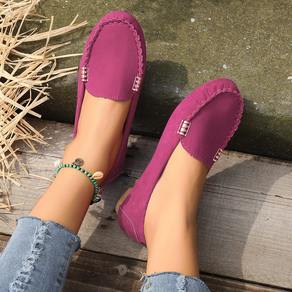 Stylish Women's Slip-On Loafers – Comfortable and Durable with Rubber Outsole