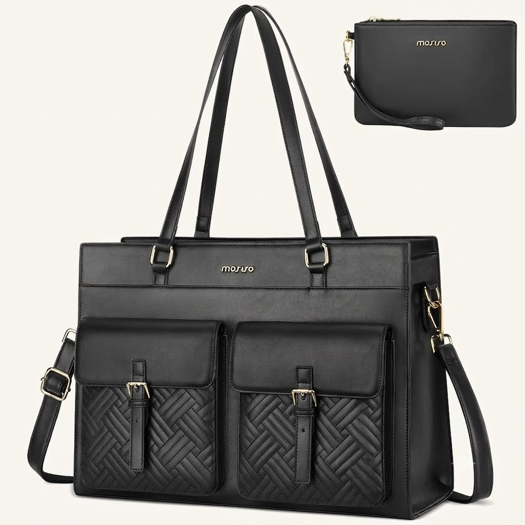 Torekov - Elegant PU Leather Laptop Tote & Shoulder Bag for Women (15.6") – Stylish & Spacious Design