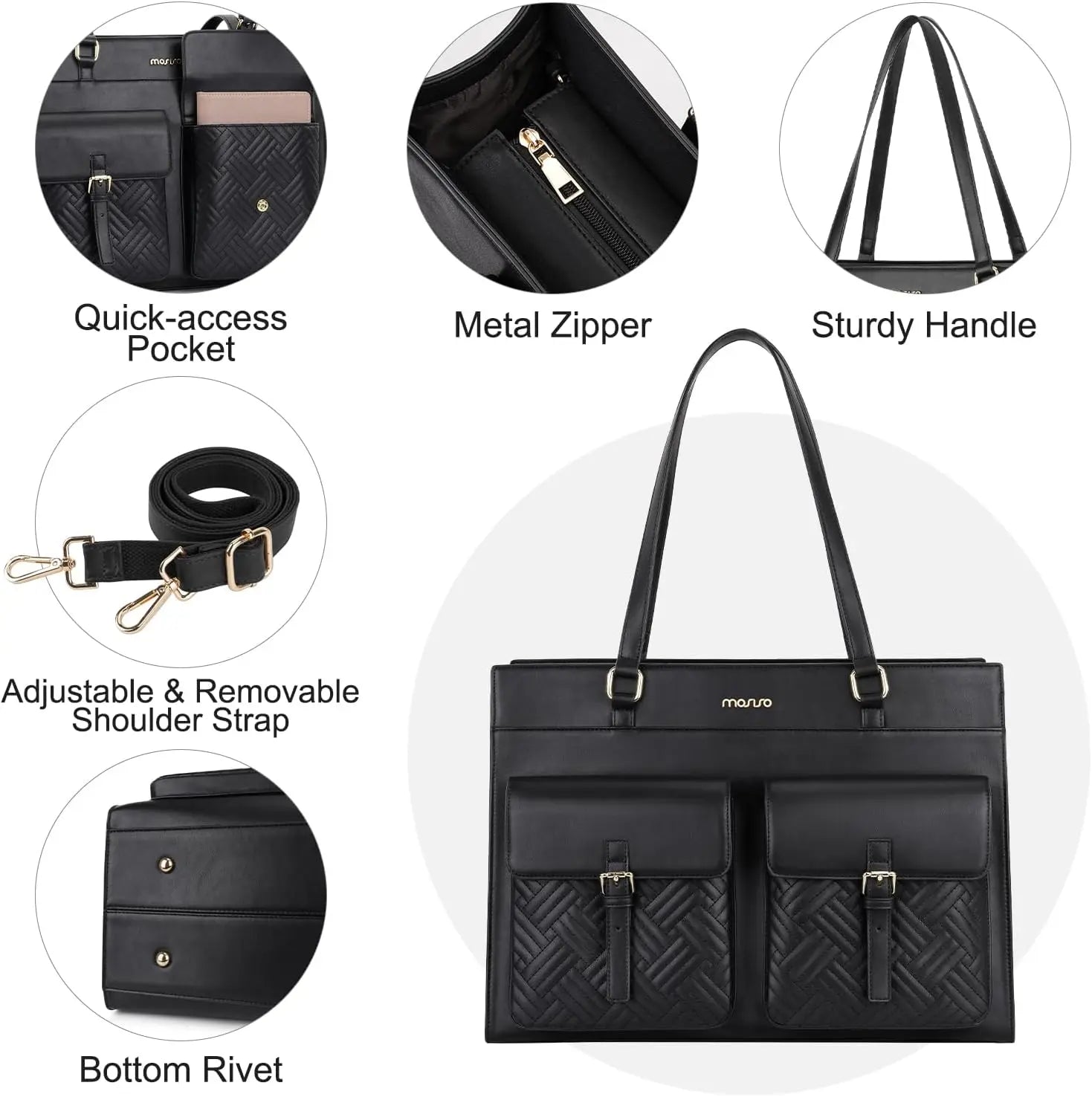 Torekov - Elegant PU Leather Laptop Tote & Shoulder Bag for Women (15.6") – Stylish & Spacious Design