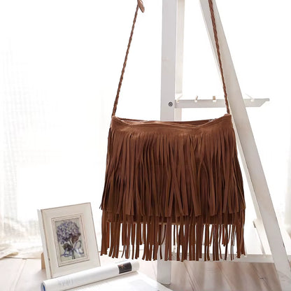 Elevate Your Style with the Abisko Vintage Fringe Crossbody Bag for Women – Boho Chic Shoulder Handbag
