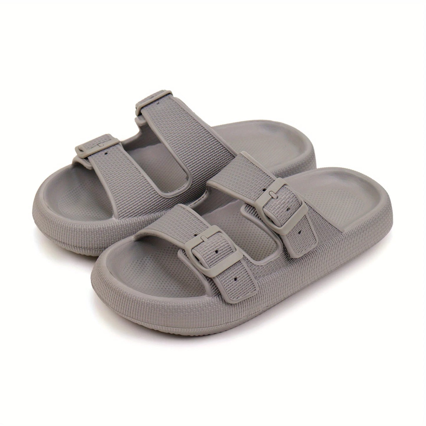 Elevate Your Summer Style with Thick Platform Cloud Slippers - Fashionable Buckle Soft Sole Pillow Slides for Men