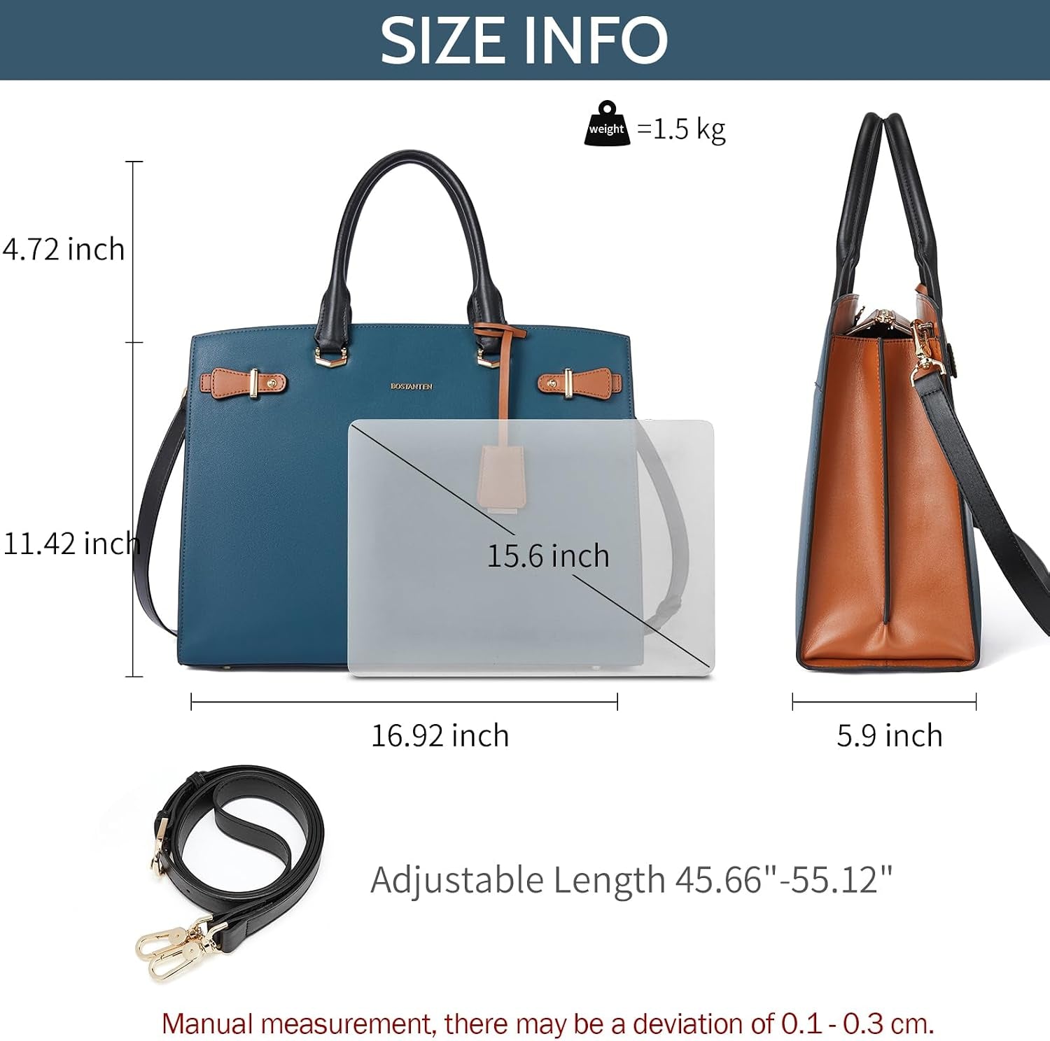 Elegant Läderportfölj för Dam – Perfekt Datorväska & Axelremsväska för 15,6" Laptop