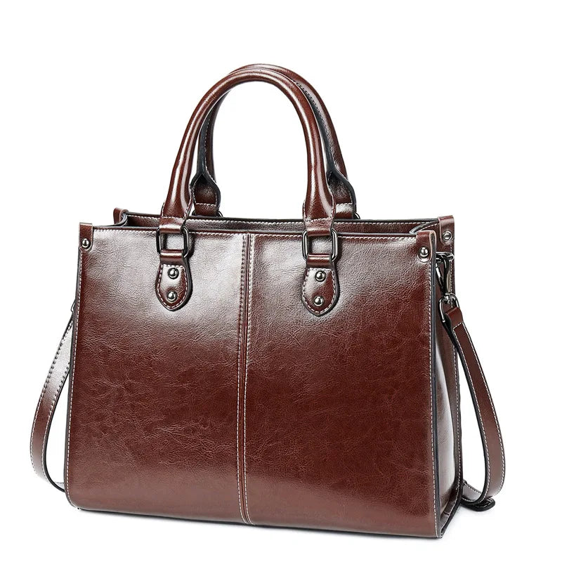 Stylish Genuine Leather Tote Bag for Women – Versatile Crossbody & Shoulder Handbag