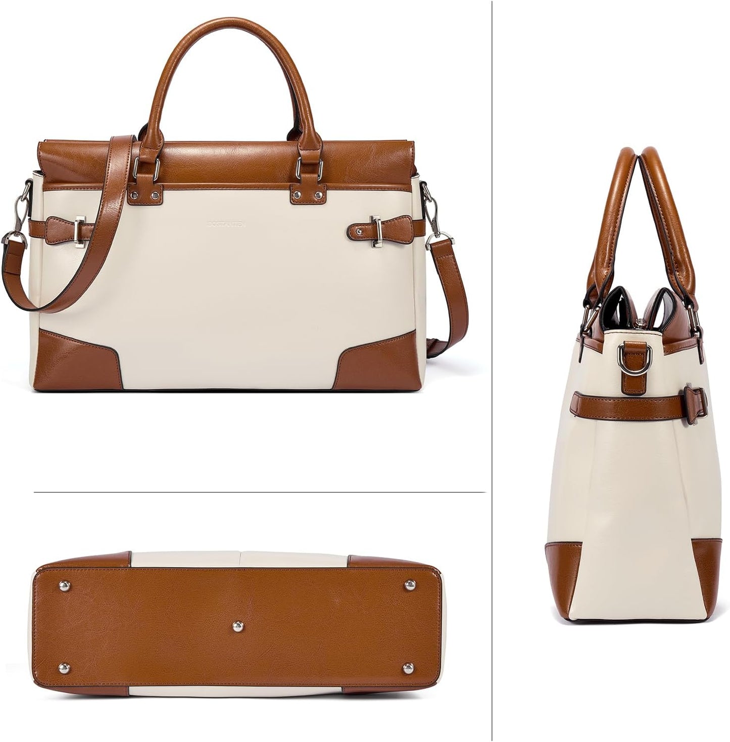 Elegant Leather Laptop Bag for Women - Stockholm 15.6" Stylish Portfolio & Work Tote