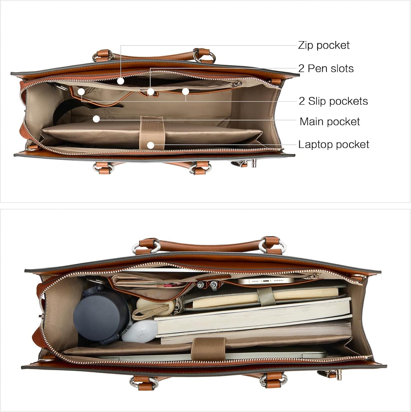 Elegant Leather Laptop Bag for Women (15.6") – Stylish Portfolio & Shoulder Bag