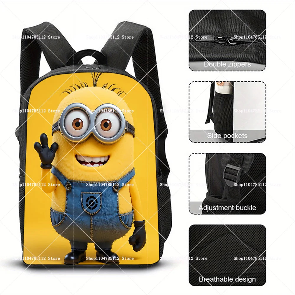 2026 Waterproof Minions Backpack - Stylish Anime Schoolbag with Large Capacity for Students - Perfect Gift for Ages 14+