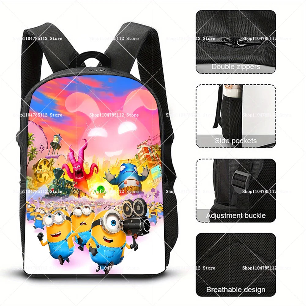 2026 Waterproof Minions Backpack - Stylish Anime Schoolbag with Large Capacity for Students - Perfect Gift for Ages 14+