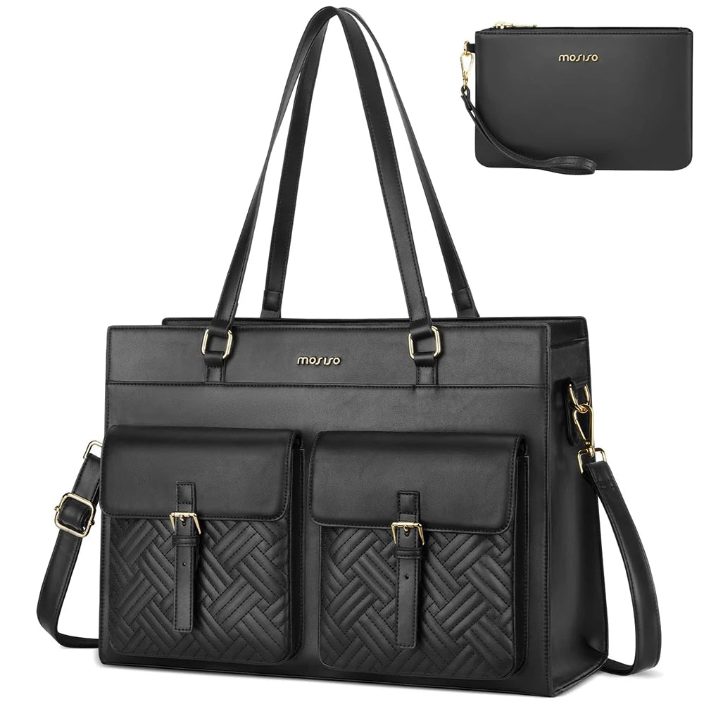 Torekov - Elegant PU Leather Laptop Tote & Shoulder Bag for Women (15.6") – Stylish & Spacious Design