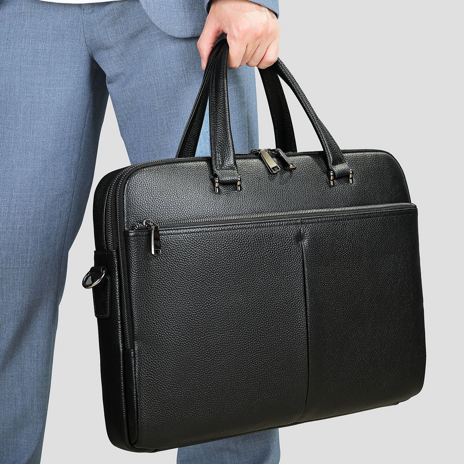 Visby - Elegant 17" Genuine Leather Laptop Briefcase for Men - Perfect for Business Travel
