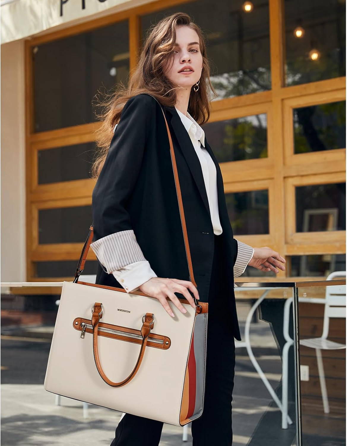 Elegant Leather Laptop Bag for Women (15.6") – Stylish Portfolio & Shoulder Bag