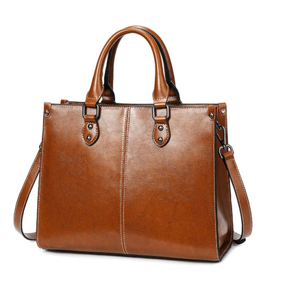 Stylish Genuine Leather Tote Bag for Women – Versatile Crossbody & Shoulder Handbag
