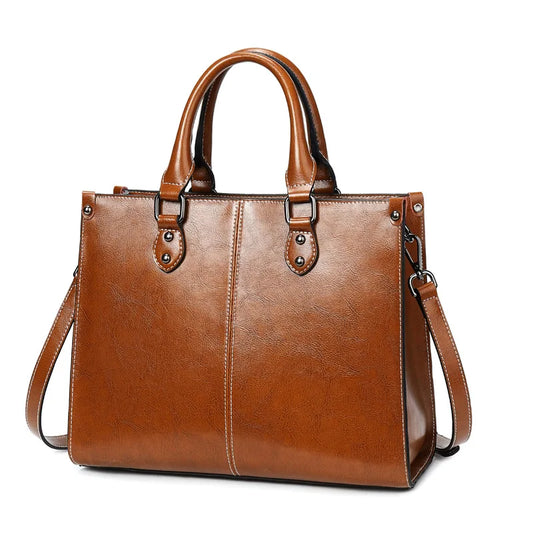 Stylish Genuine Leather Tote Bag for Women – Versatile Crossbody & Shoulder Handbag
