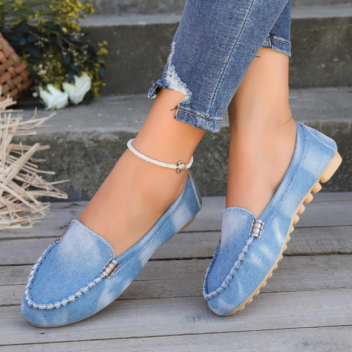 Stylish Women's Slip-On Loafers – Comfortable and Durable with Rubber Outsole
