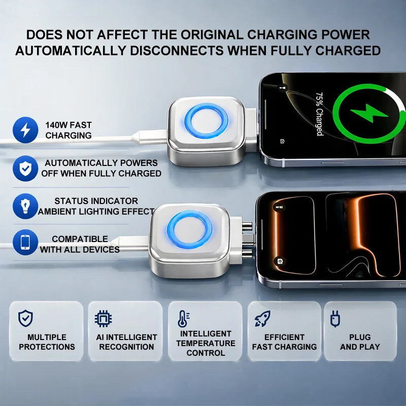 Experience Lightning-Fast Charging with the 140W PD USB-C Cable Featuring Automatic Power-Off Technology