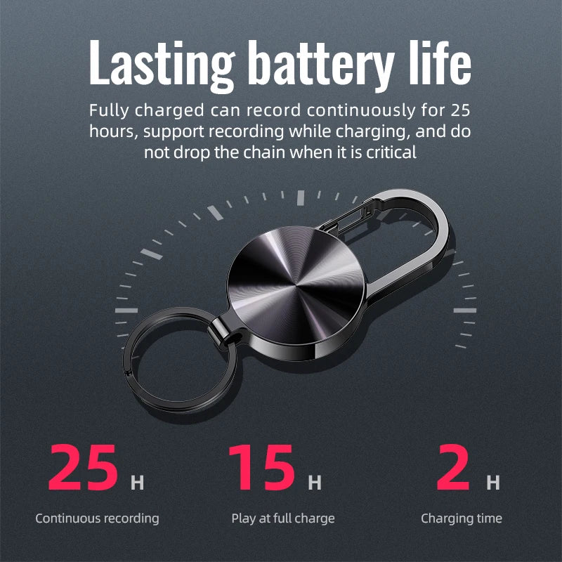 Compact and Versatile 8GB Keychain Voice Recorder with MP3 Player