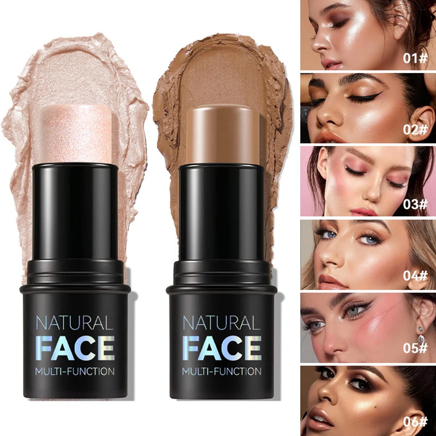 Transform Your Look with Our Multifunctional Bronzer Stick - Brightening Highlighter and Cream Blusher in 6 Stunning Shades