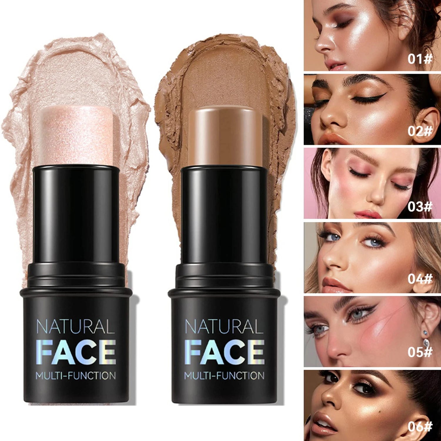 Transform Your Look with Our Multifunctional Bronzer Stick - Brightening Highlighter and Cream Blusher in 6 Stunning Shades