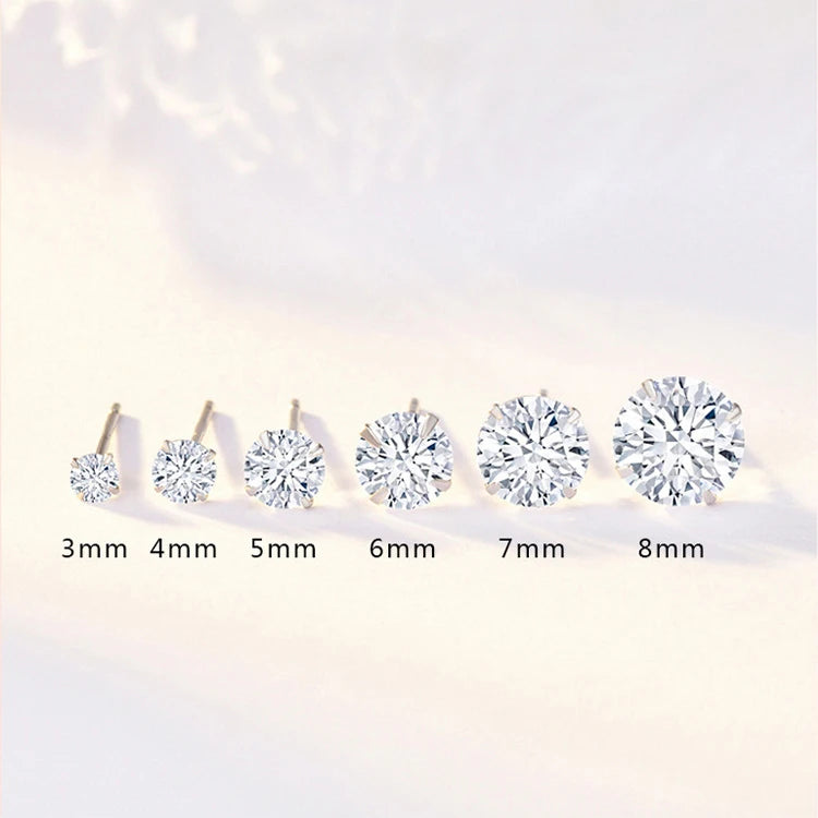 Exquisite Crystal Zircon 925 Sterling Silver Geometric Stud Earrings for Women - Perfect for Engagement and Everyday Elegance