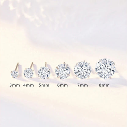 Exquisite Crystal Zircon 925 Sterling Silver Geometric Stud Earrings for Women - Perfect for Engagement and Everyday Elegance