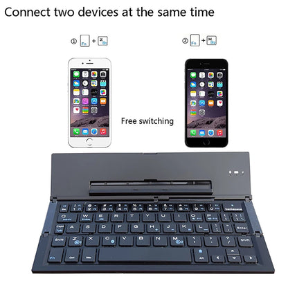 BOW Compact Folding Bluetooth Keyboard - Rechargeable Wireless Pocket Keyboard for iPhone, Samsung, and Tablets