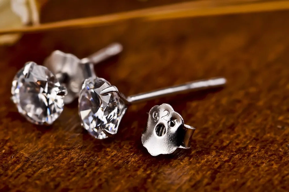 Exquisite Crystal Zircon 925 Sterling Silver Geometric Stud Earrings for Women - Perfect for Engagement and Everyday Elegance