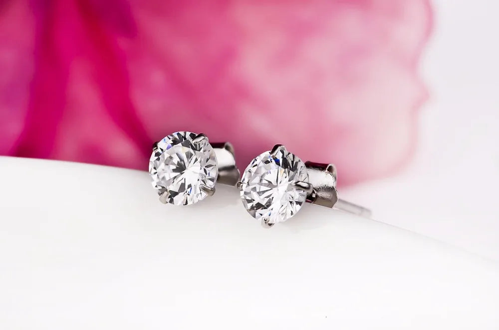Exquisite Crystal Zircon 925 Sterling Silver Geometric Stud Earrings for Women - Perfect for Engagement and Everyday Elegance