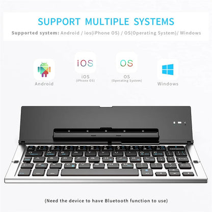 BOW Compact Folding Bluetooth Keyboard - Rechargeable Wireless Pocket Keyboard for iPhone, Samsung, and Tablets