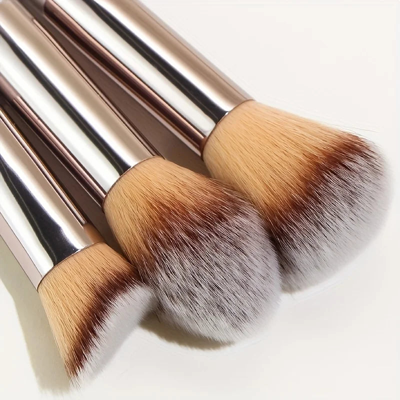 Elevate Your Beauty Routine with the 10 Pcs Champagne Gold Makeup Brushes Set - Perfect for Foundation, Blush, Concealer, and Eye Shadow!