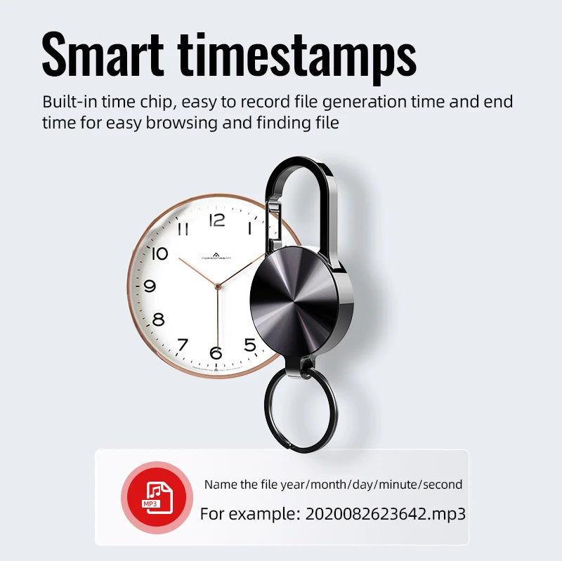 Compact and Versatile 8GB Keychain Voice Recorder with MP3 Player