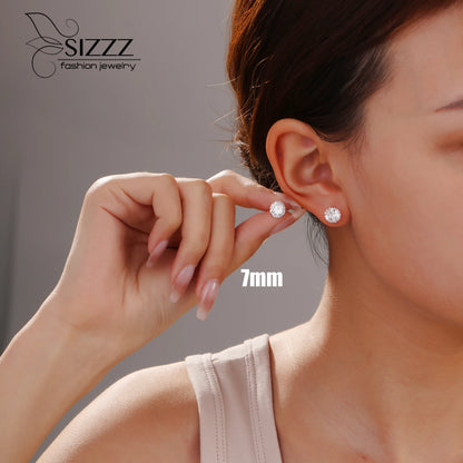 Exquisite Crystal Zircon 925 Sterling Silver Geometric Stud Earrings for Women - Perfect for Engagement and Everyday Elegance