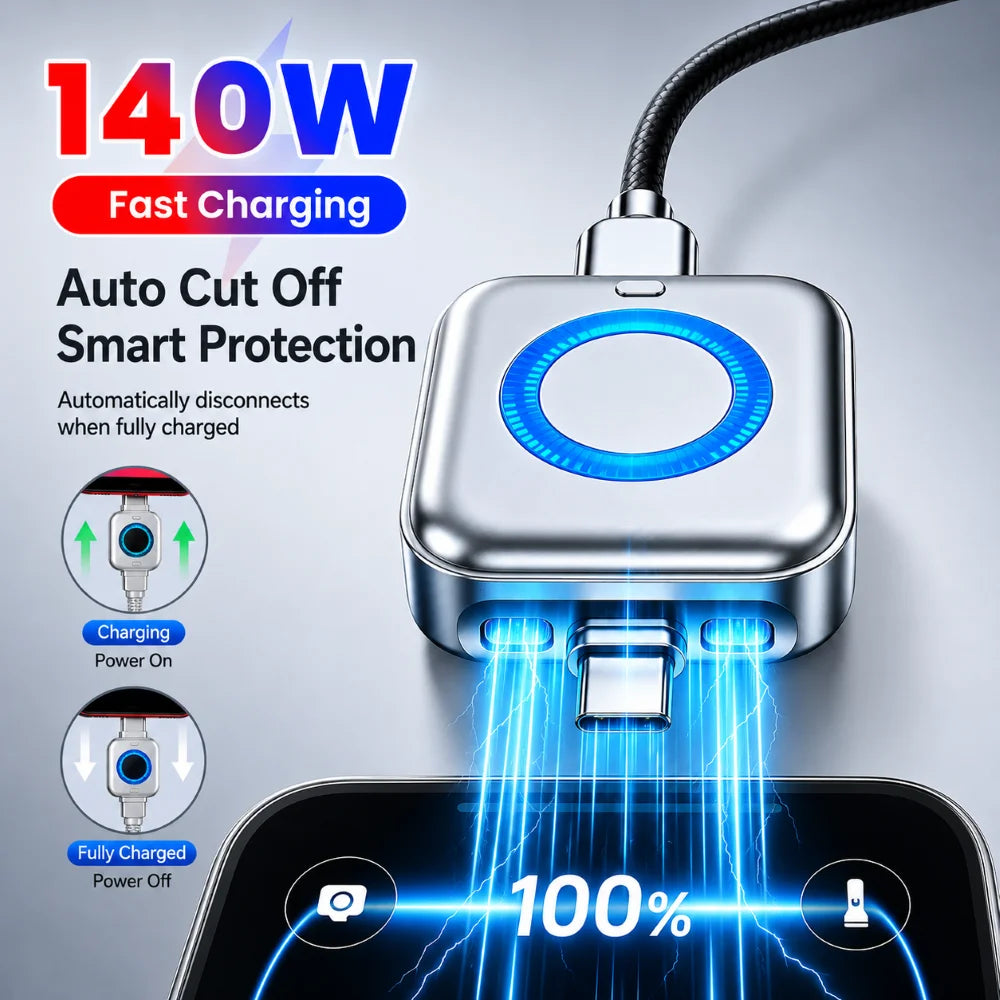 Experience Lightning-Fast Charging with the 140W PD USB-C Cable Featuring Automatic Power-Off Technology