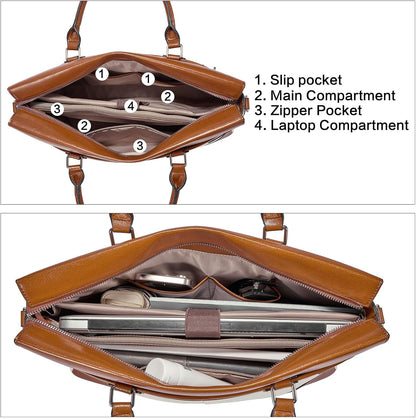 Elegant Leather Laptop Bag for Women - Stockholm 15.6" Stylish Portfolio & Work Tote