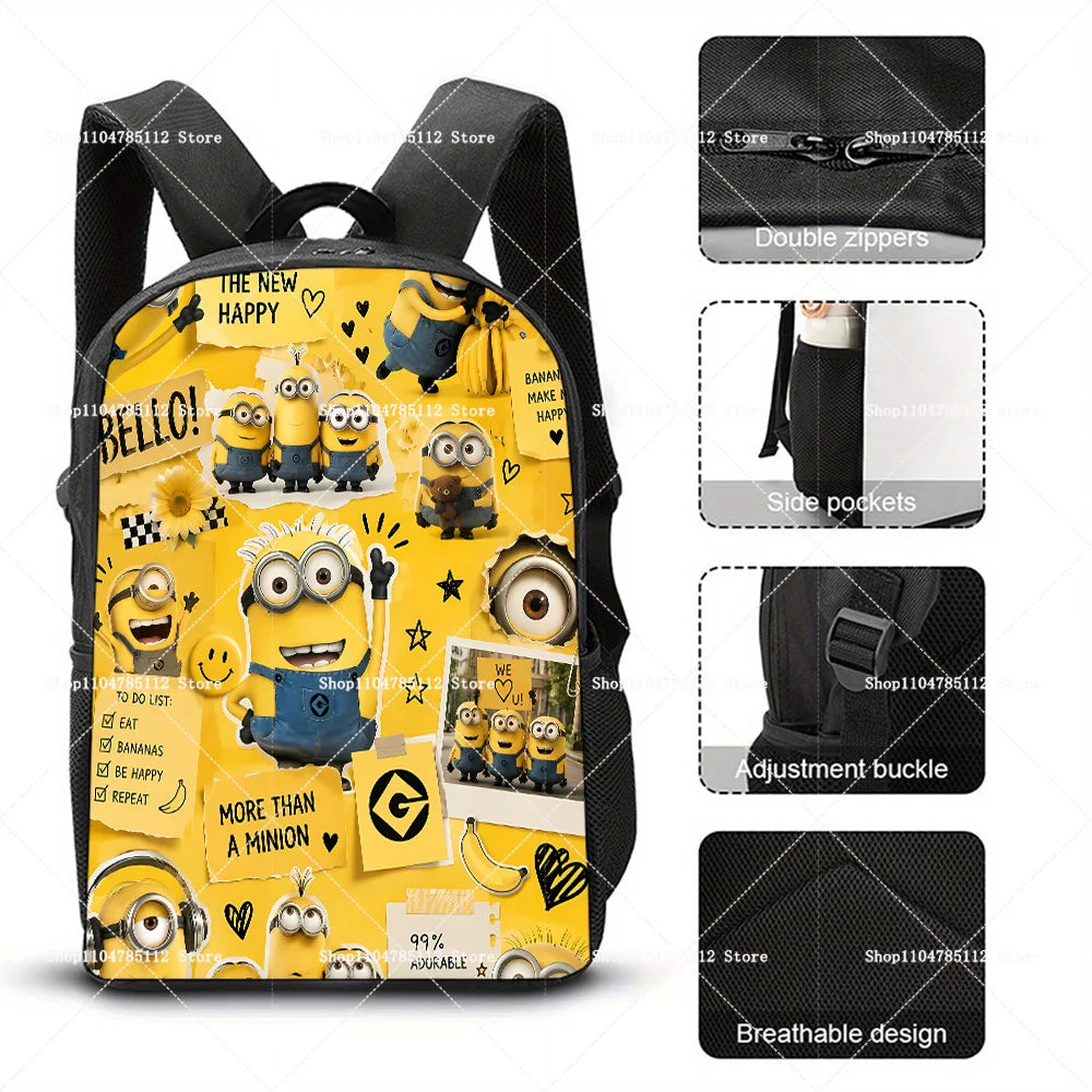 2026 Waterproof Minions Backpack - Stylish Anime Schoolbag with Large Capacity for Students - Perfect Gift for Ages 14+
