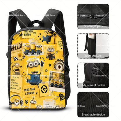 2026 Waterproof Minions Backpack - Stylish Anime Schoolbag with Large Capacity for Students - Perfect Gift for Ages 14+